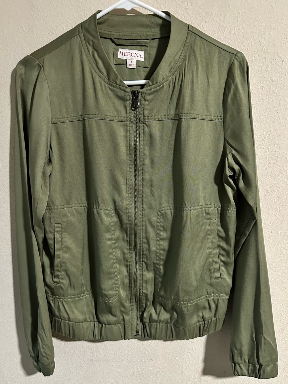 Merona Olive Bomber Jacket - Lightweight Zip Front